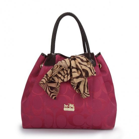 Coach North South Scarf Large Fuchsia Totes ATR | Women - Click Image to Close